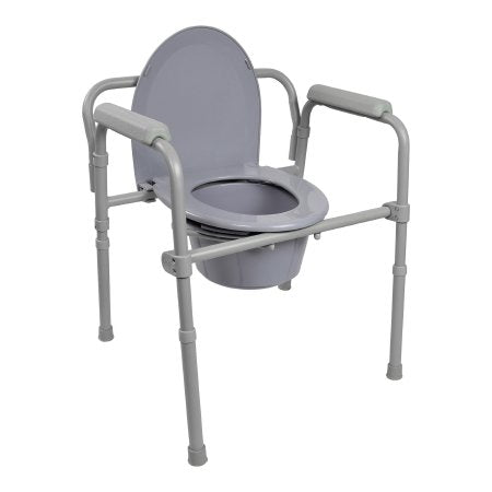 3-in-1 Commode Chair Fixed Arms Steel Frame