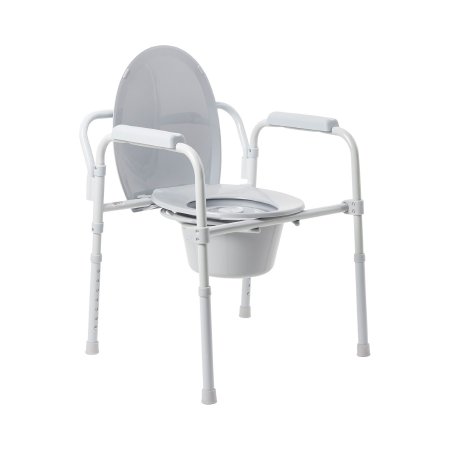 3-in-1 Commode Chair Fixed Arms Steel Frame