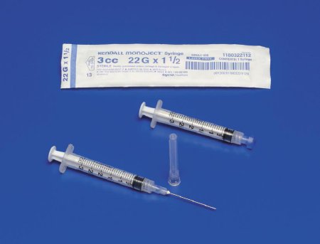 Standard Hypodermic Syringe with Needle Monoject™ 3 mL 1 Inch 22 Gauge